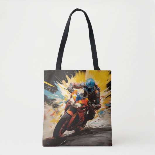 Moto Race Actie Sport Schilderen Abstracte Art Dec Tote Bag (Voorkant)