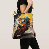 Moto Race Actie Sport Schilderen Abstracte Art Dec Tote Bag (Dichtbij)