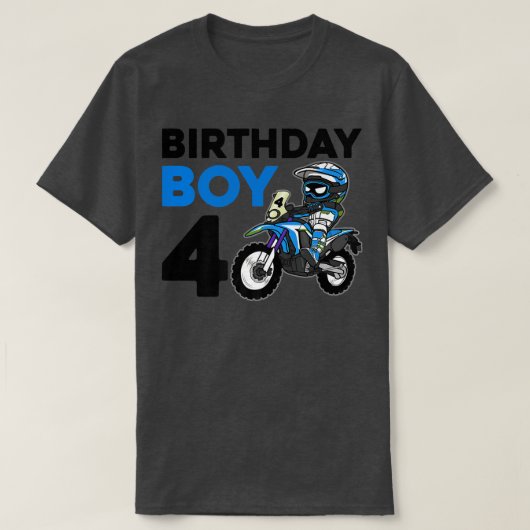 Motocross 4th Gift 4 jaar oude vuile feestdag P T-shirt (Design voorkant)