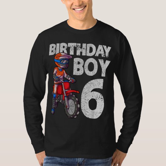 Motocross 6th Birthday Kinder MX 6 Year Old Dirt B T-shirt (Voorkant)