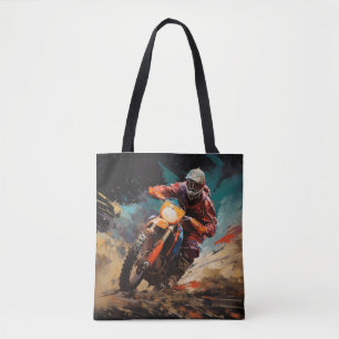 Motocross Actie Sport Schilderen Abstracte Art Dec Tote Bag