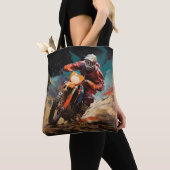 Motocross Actie Sport Schilderen Abstracte Art Dec Tote Bag (Dichtbij)