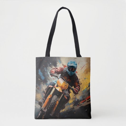 Motocross Actie Sport Schilderen Abstracte Art Dec Tote Bag (Voorkant)