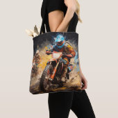 Motocross Actie Sport Schilderen Abstracte Art Dec Tote Bag (Dichtbij)