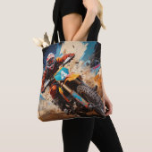 Motocross Actie Sport Schilderen Abstracte Art Dec Tote Bag (Dichtbij)