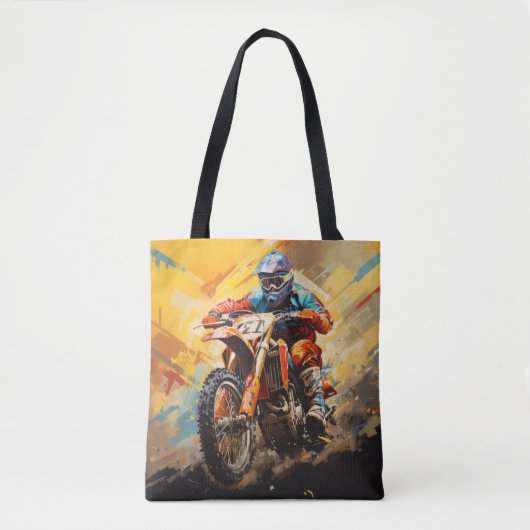 Motocross Actie Sport Schilderen Abstracte Art Dec Tote Bag (Voorkant)
