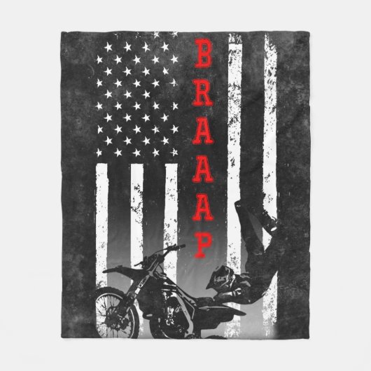 MOTOCROSS AMERICAN FLAG BLACK FLEECE DEKEN (Voorkant)