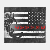 MOTOCROSS AMERICAN FLAG BLACK FLEECE DEKEN (Voorkant (Horizontaal))