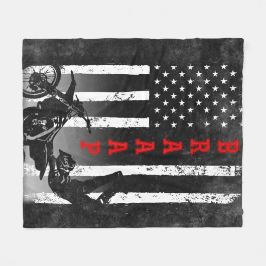 MOTOCROSS AMERICAN FLAG BLACK FLEECE DEKEN (Voorkant (Horizontaal))
