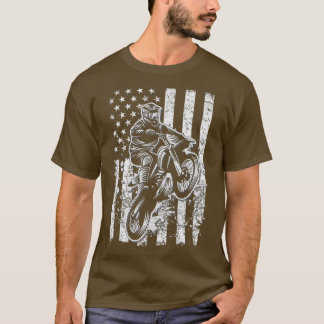 Motocross Amerikaanse vlag Dirtbike T-shirt