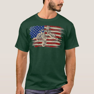  Motocross Amerikaanse vlag Funny Dirt Bike T-shirt
