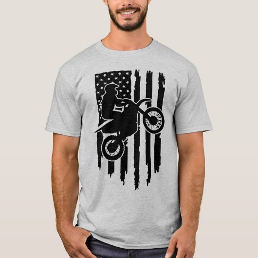 Motocross-Amerikaanse vlag T-shirt (Voorkant)