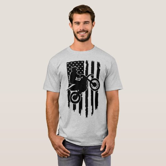Motocross-Amerikaanse vlag T-shirt (Voorkant volledig)