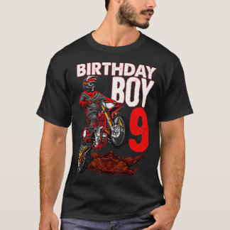 Motocross Birthday-motorfiets met de negende verja T-shirt