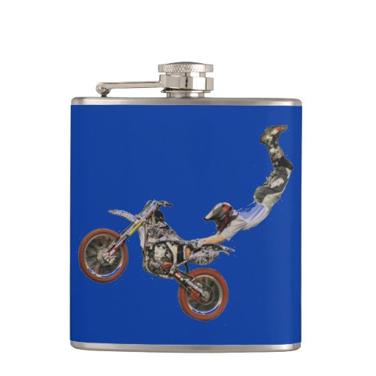motocross blauw heupfles (Voorkant)