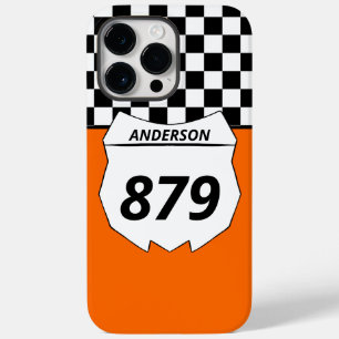 Motocross Bord Aangepast vuilnummer bij Oranje Case-Mate iPhone 14 Pro Max Hoesje