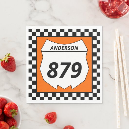 Motocross Bord Aangepast vuilnummer bij Oranje Servet (Insitu)