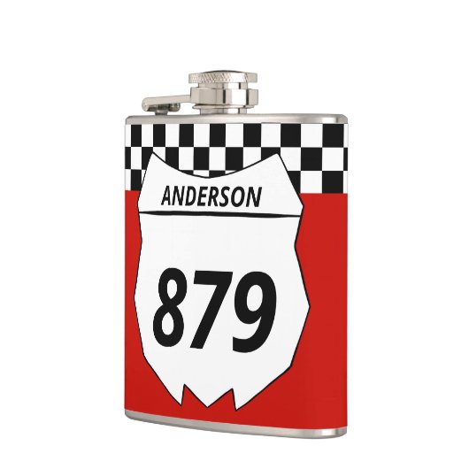 Motocross Bord Aangepast vuilnummer bijsnijden op  Heupfles (Links)