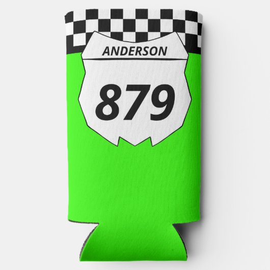 Motocross Bord Aangepast vuilnummer bijsnijden op  Seltzer Blikjeskoeler (Achterkant)