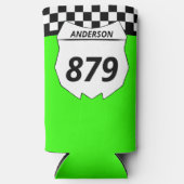 Motocross Bord Aangepast vuilnummer bijsnijden op Seltzer Blikjeskoeler (Voorkant)