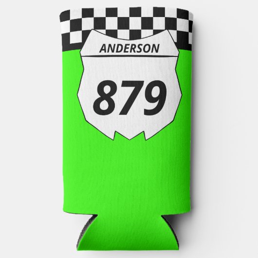 Motocross Bord Aangepast vuilnummer bijsnijden op  Seltzer Blikjeskoeler (Voorkant)