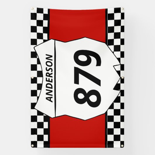Motocross Bord Aangepast vuilnummer bijsnijden op  Spandoek (Verticaal)