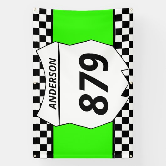 Motocross Bord Aangepast vuilnummer bijsnijden op  Spandoek (Verticaal)