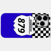 Motocross Bord Aangepast vuilnummer kiezen op blau Case-Mate iPhone Case (Achterkant (horizontaal))