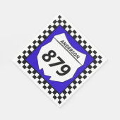 Motocross Bord Aangepast vuilnummer kiezen op blau Servet (Hoek)