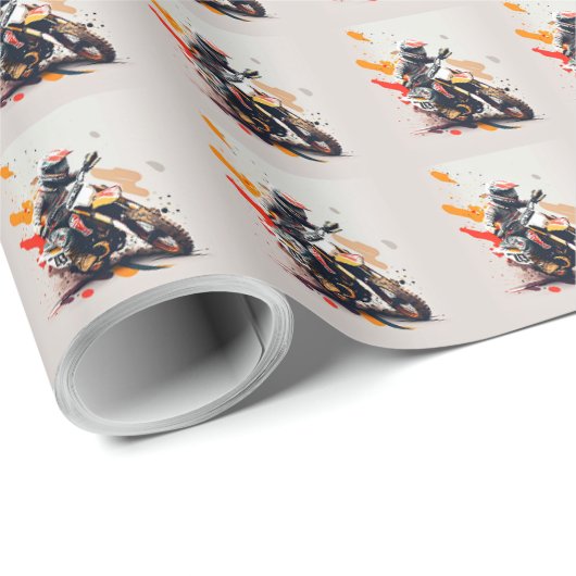 Motocross Cartoon — Verpakkingspapier Cadeaupapier (Rol Hoek)