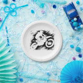 Motocross-competitieve sportmotorcycle Racing Papieren Bordje (Feest)