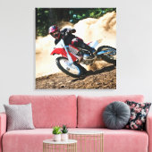 Motocross-coureur werkkussen canvas afdruk (Insitu (Woonkamer))