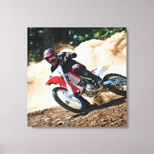 Motocross-coureur werkkussen canvas afdruk (Voorkant)