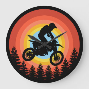 MOTOCROSS-CROSSEUR ZONSONDERGANG RETRO  GROTE KLOK