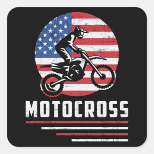 Motocross Dirt Bike Biker Motorcycle Funny Gift Vierkante Sticker