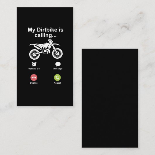 Motocross Dirt Bike Brap Off Road Dirt Fibines Visitekaartje (Voorkant / Achterkant)