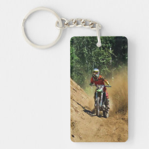 Motocross Dirt-Bike Champion Racer en Dirt Sleutelhanger