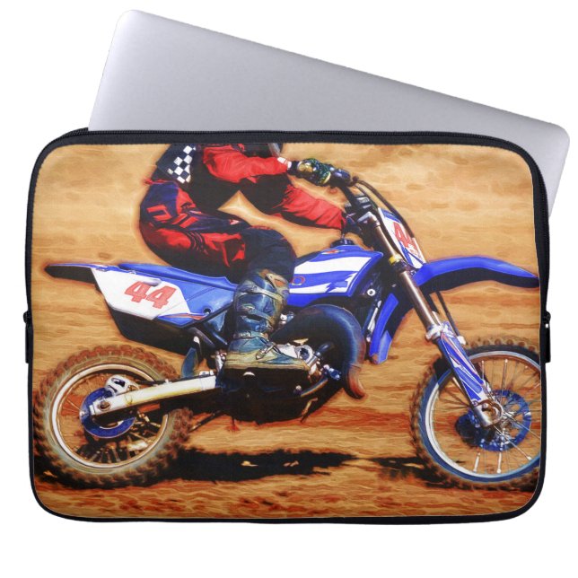 Motocross Dirt-Bike Champion Racer Laptop Sleeve (Voorkant)