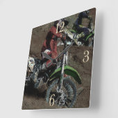 Motocross Dirt-Bike Champion Racer Vierkante Klok (Hoek)