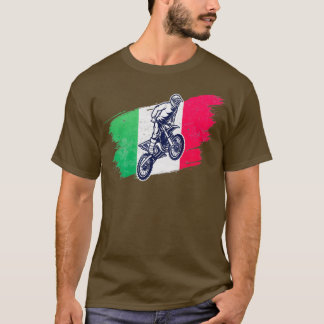 Motocross Dirt Bike Italiaanse vlag T-shirt