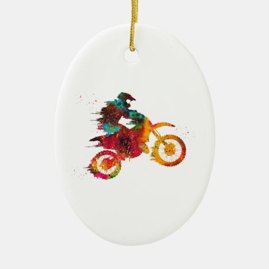 Motocross Dirt Bike Keramisch Ornament (Voorkant)