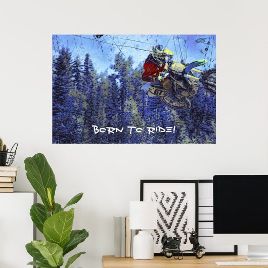 Motocross Dirt-Bike Poster (Thuiskantoor)