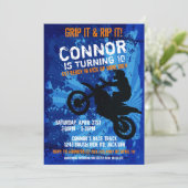 Motocross Dirt Bike Race Boys Birthday Party Invit Kaart (Staand voorkant)