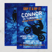 Motocross Dirt Bike Race Boys Birthday Party Invit Kaart (Voorkant / Achterkant)