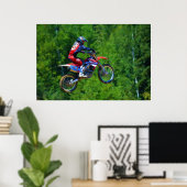 Motocross Dirt-Bike Racer Getting Air Poster (Thuiskantoor)