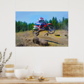 Motocross Dirt-Bike Racer One Wheeling Poster (Keuken)