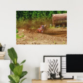 Motocross Dirt-Bike Racer Spraying Dirt Poster (Thuiskantoor)