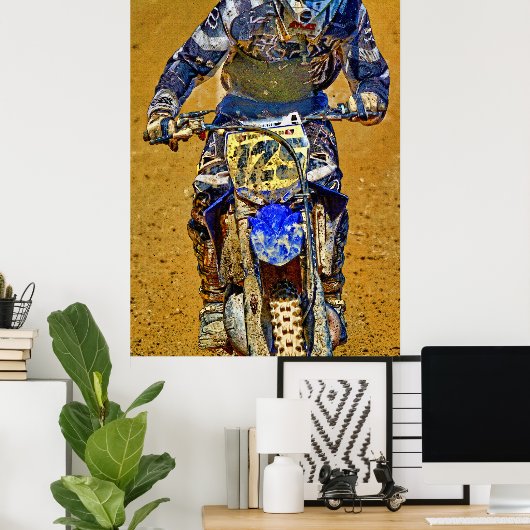 Motocross Dirt-Bike Racing Champion Close-up Poster (Thuiskantoor)