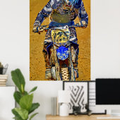 Motocross Dirt-Bike Racing Champion Close-up Poster (Thuiskantoor)