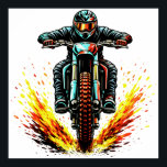 Motocross Dirt Bike Rider With Fiery Trail Extreme Poster<br><div class="desc">Fuel your love of adrenaline and extreme sports with this bold motocross rider design featuring a dirt bike racer charging forward, leaving a blazing, fiery trail behind. Perfect for motocross enthusiasts, dirt bike racers, off-road riders, and fans of high-energy motorsports, this dynamic graphic captures the speed, power, and intensity of...</div>